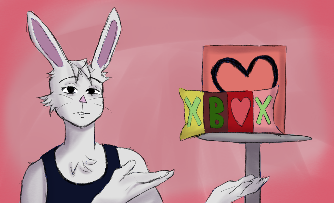 Furry bnuuy oc art celebrating Valentines